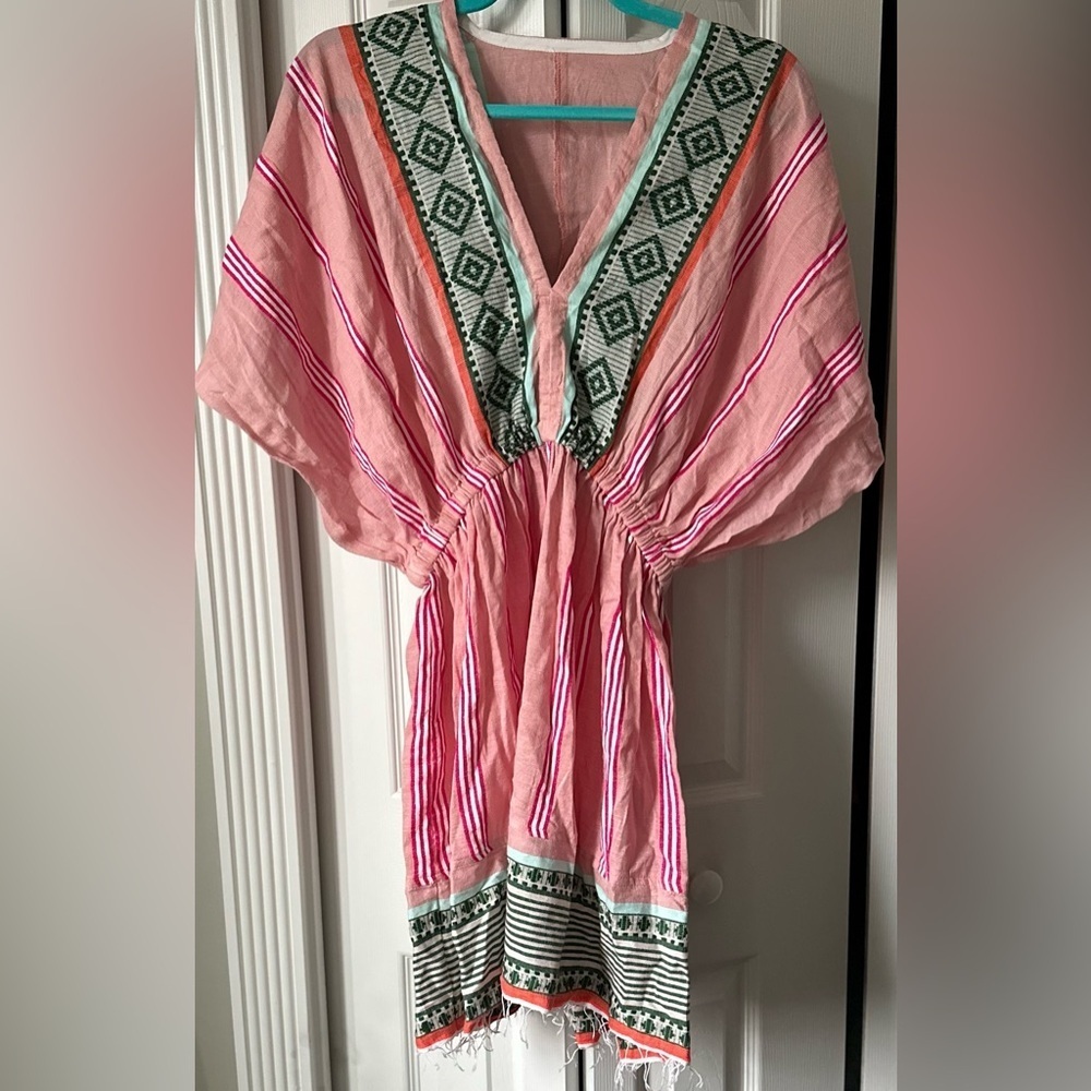 SOLD OUT Lemlem Rosa Pink Embroidered Resort Coverup Dress NWT S - Picture 2 of 13